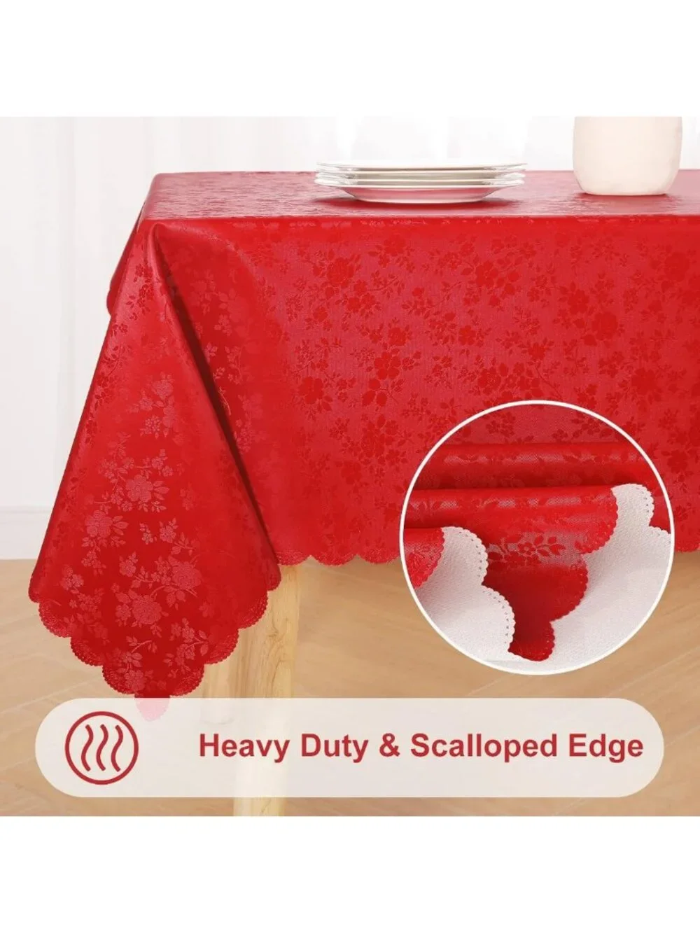 Waterproof Heavy Duty Vinyl Tablecloth, Rectangle 60x84 Inch, Durable & Easy